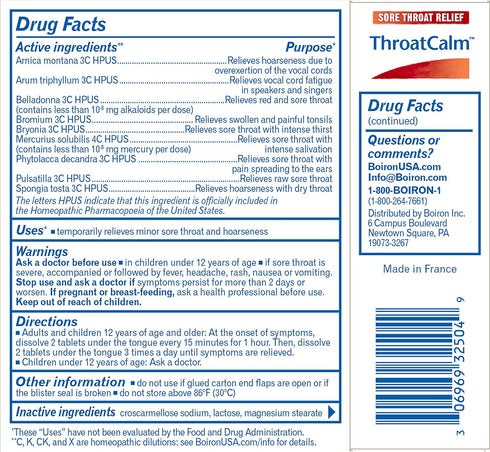 Boiron ThroatCalm Tablets for Pain Relief from Red, Dry, Scratchy, Sore Throats and Hoarseness - 120 Count (Pack of 2)...
