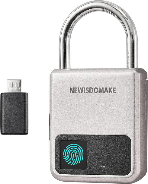 Fingerprint Padlock, Smart Padlock with USB Charging Support, Fingerprint Lock, Biometric Lock Suitable for Luggage, Bookcase, Suitcase, Backpack,...