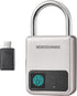 Fingerprint Padlock, Smart Padlock with USB Charging Support, Fingerprint Lock, Biometric Lock Suitable for Luggage, Bookcase, Suitcase, Backpack,...