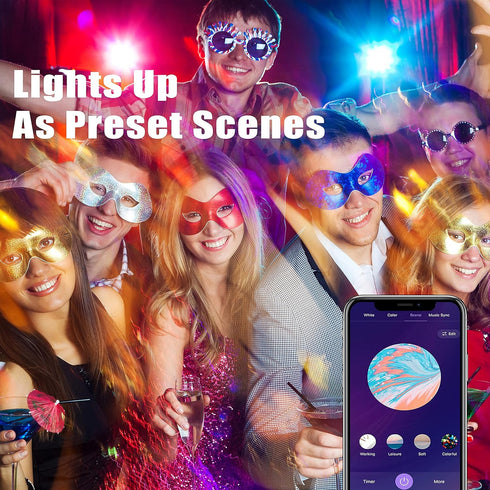 Homevenus HVS Smart Light Bulbs, 9W Equivalent 60W A19 E26 RGBW Color Changing LED Light Bulbs, Music Sync App 2.4GHz WiFi Dimmable Tunable White ...