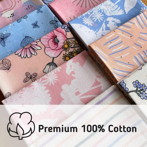 -10 Pieces 18"x21" Fat Quarters Fabric Bundles Pink, Spring Floral Cotton Fabric, Fabric for Crafts, Precut Squares for Sewing, Quilting, Patchwor...