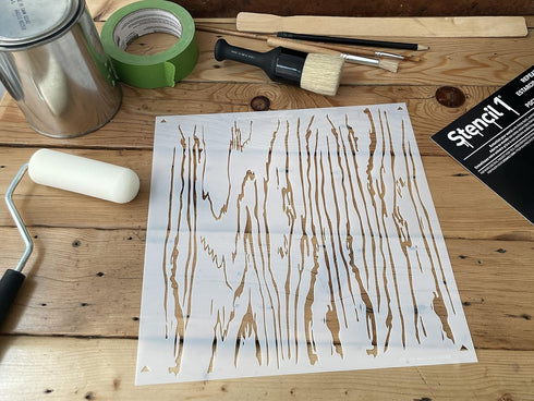 Stencil1 Wood Grain Repeat Reusable Premium Quality Mylar Stencils for Painting Walls, Fabric, Furniture, Crafts, Decor - Allover Wallpaper Effect...