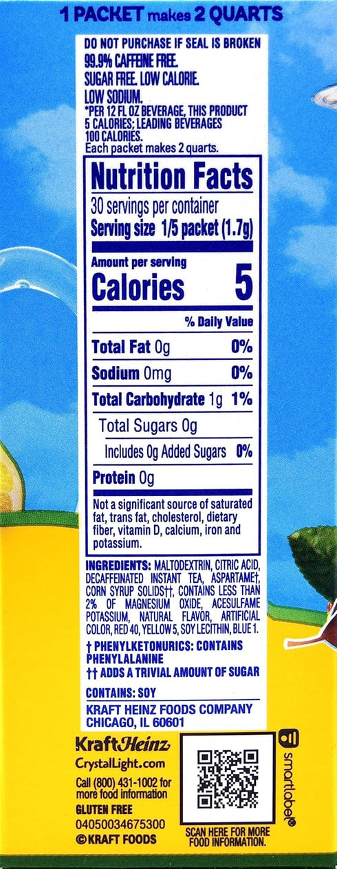 Crystal Light Lemon Decaf Iced Tea Natural Flavor Drink Mix, 12-Quart Canister (Pack of 4)...