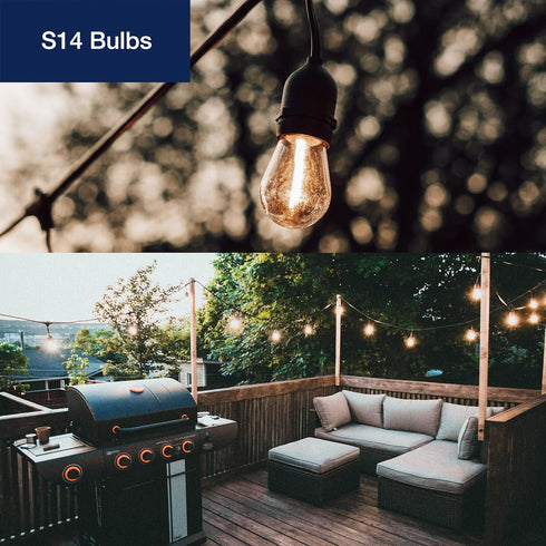 FLSNT 15 Pack Outdoor LED Replacement Bulbs for String Light, S14 LED Hanging Light Bulbs for Patio, Garden, E26 Base, 2200K Warm White, Non-Dimma...