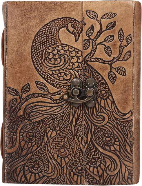 Peacock Embossed Antique Handmade Leather Journal, Great Gift for Men & Women, Daily Notebook Diary, Writing Pad for Artist, Sketchbook, Travel & ...