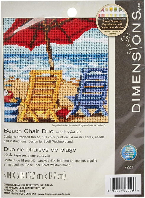 Dimensions 07223 Needlepoint Kit, Beach Side View Needlepoint Set, 5" W x 5" H...