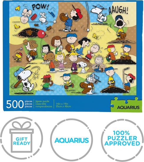 AQUARIUS Peanuts Baseball Puzzle (500 Piece Jigsaw Puzzle) - Officially Licensed Peanuts Merchandise & Collectibles - Glare Free - Precision Fit -...