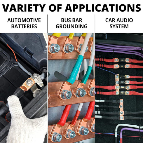 Wirefy 1/0 Gauge 1/2" Wire Lugs - Copper Cable Lugs - Battery Terminal Connectors - Ring Terminals - Crimp Battery Cable Ends - 22 PCS (10 PCS Cop...