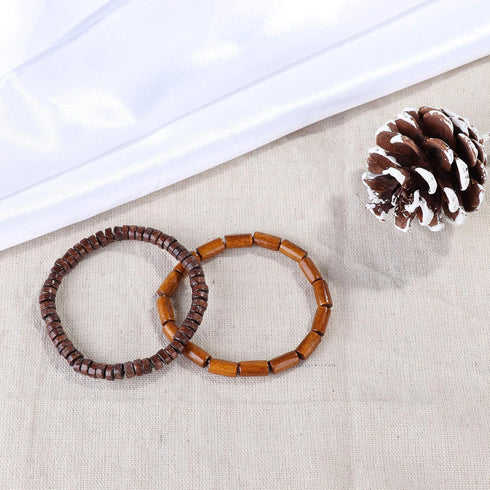 FIBO STEEL 2-10Pcs 8-11mm Wood Beaded Bracelet for Men Buddhist Beads Elastic...