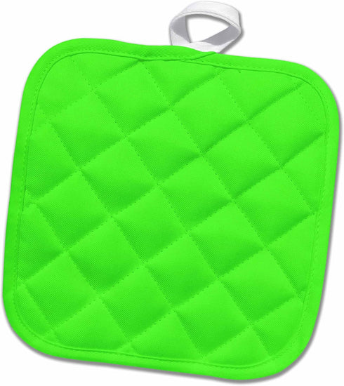 3D Rose Neon Bright Vibrant Electric Green-Plain Simple One Single Solid Color-Lime Pot Holder, 8 x 8...