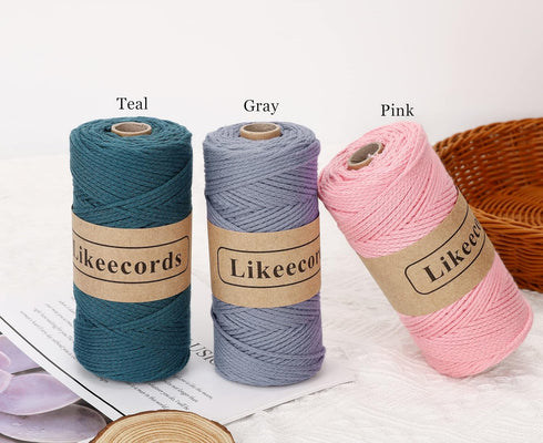 100% Cotton Crochet Bag Cord 2mm 170m Macrame Cord 2mm Crochet Thread Macrame Rope Gift for Knitter (Pink)......