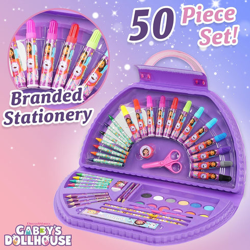Gabby's Dollhouse Art Set Kids Colouring Set Drawing Gifts for Girls (Purple Halfmoon Set)...