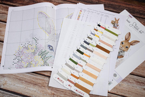 Luca-S Cross Stitch Kit The Bunny's Surprise, B1409, Counted Cross Stitch Kit for Adults, Needlecraft and Embroidery Kit...