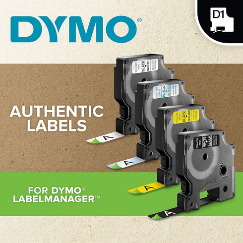 DYMO Standard D1 43610 Labeling Tape (Black Print on Clear Tape, 1/4'' W x 23' L, 1 Cartridge), DYMO Authentic...