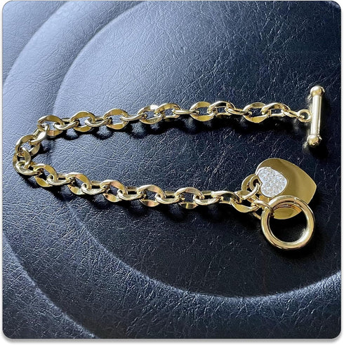 PEAS Fashion Jewelry Bracelet Stainless Steel Heart Link Chain Bracelet...
