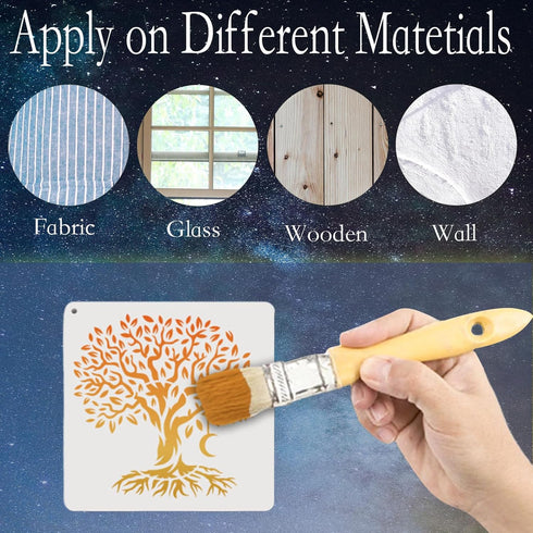 16 Pieces Tree of Life Stencils 6 Inch Reusable Stencils for Painting Small Tree Stencils Plastic Painting Stencils Tree Drawing Templates for Pai...