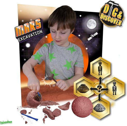 Dig & Discover - Mars Excavation from Deluxebase. Mars Fossil Digging Kit. Kids Science Kit and Fossil Discovery Toys. Excavation Kits for Kids, E...