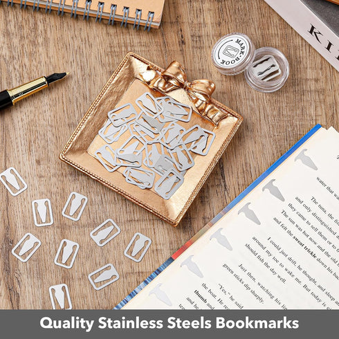 Book Line Markers, Stainless Steel Bookmarkers Book Page Markers for Book Lovers Mini Metal Bookmarks Gold Silver Mixed Book Marker Clip for Readi...