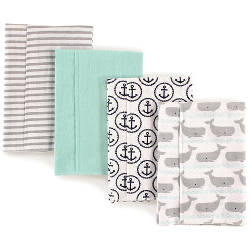 Hudson Baby Unisex Baby Cotton Flannel Burp Cloths, Gray Whale, One Size...