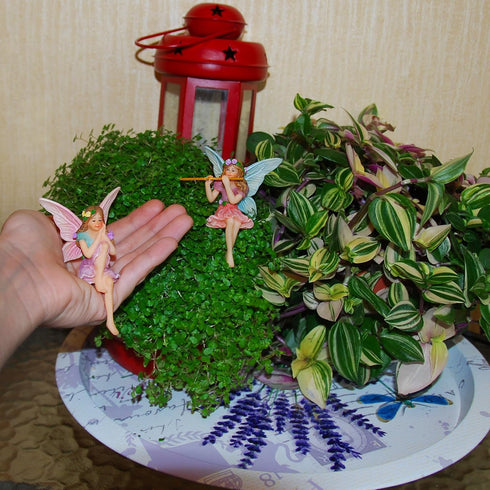 Mood Lab Fairy Garden - Miniature Fairies Figurines - Sitting Girls Set of 2 pcs - for Outdoor or House Decor Statue Kit...