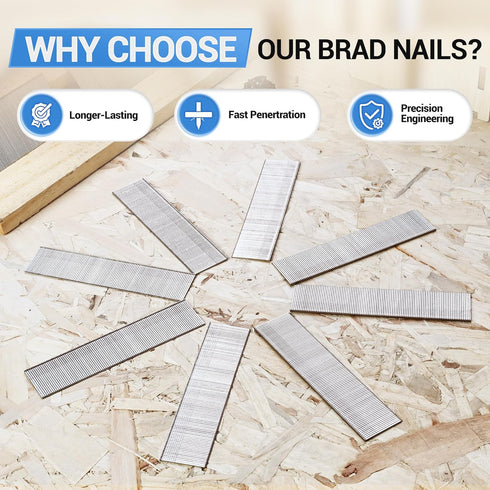 meite 18 Gauge Stainless Steel Brad Nails, 3/4 Inch 18GA Brad Nails, 304 Stainless Steel Small Finishing Nail Gun Nails for Pneumatic, Electric Br...