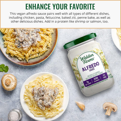 Walden Farms Light Alfredo Sauce 12 oz. Jar (2 Pack) - Thick & Creamy, Vegan, Paleo and Keto Friendly, Non-Dairy Milk Substitute, 0g Net Carbs - P...