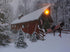 BANBERRY DESIGNS Lighted Christmas Wall Art - LED Red Covered Bridge and Horse Christmas Picture - Fiber Optic Lights in a Canvas Print with a Win...