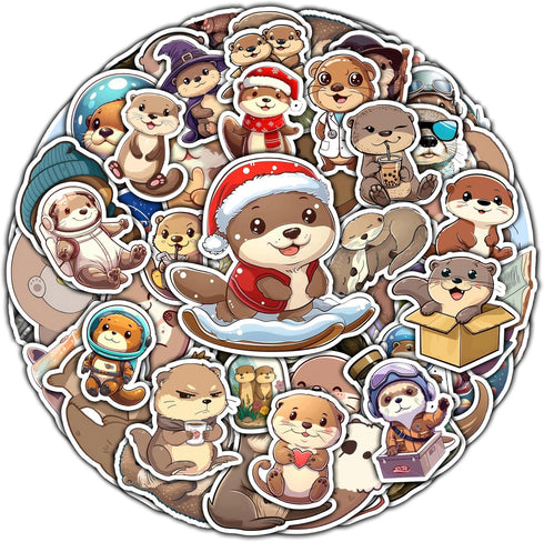 Pack 50 PCS Otter Stickers Cute Bank Beaver Animal Vinyl Decals Waterproof Label Decoration Water Bottles Bumpers Skateboard Guitar Phone Case Ite...