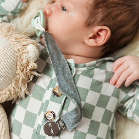 Ali+Oli Linen Strap Pacifier Clip (Forest) Set of 3 (10" x 1") Baby Pacifier Holder for Newborn Pacifiers & Teethers, Binky Clips, Silicone-Free P...