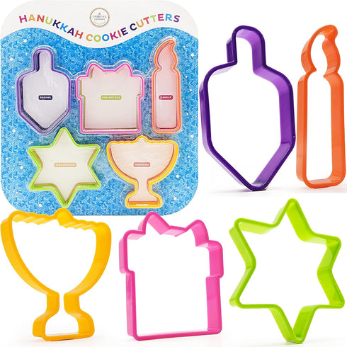 The Dreidel Company Hanukkah Shaped Cookie Cutters (5) - Menorah, Dreidel, Maccabee, Star of David, Maccabee Shield (Single)...