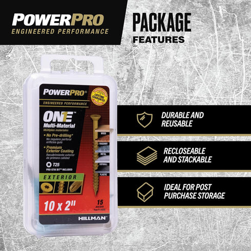 Power Pro Premium One Multi-Material Flat Head Screws, Epoxy Coated Steel, Fasten in Wood, Metal, Concrete, Drywall and Plastic, Bronze, #10 x 2 i...