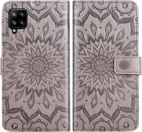 Phone Case for Samsung Galaxy A42 5G Wallet Cases with Tempered Glass Screen Protector Sunflower Leather Slim Flip Cover Card Holder Stand Cell Ac...