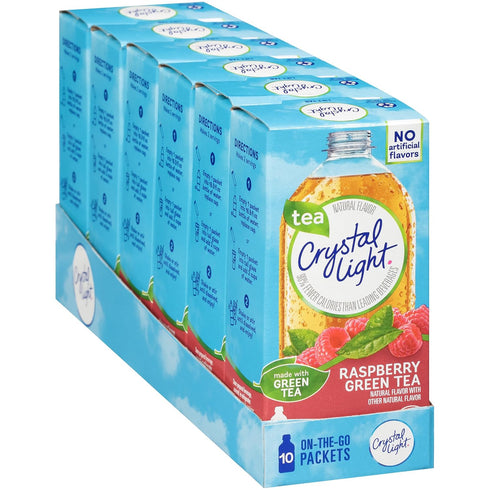 Crystal Light On The Go Green Tea Raspberry, 10 Count Boxes (Pack of 6)...