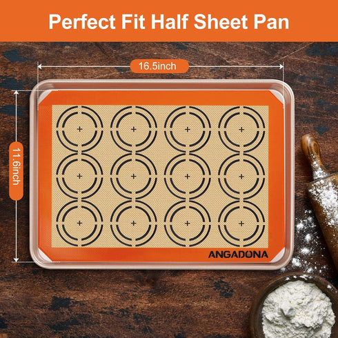 Silicone Baking Mat Sheets Set, Easy Clean &Non-Stick Food Grade Reusable Baking Mat, 3 Half Sheet Cookie Baking Mats Silicone for Oven, Make Maca...