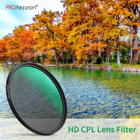 PROfezzion 55mm Circular Polarizer Filter for Nikon D5600 D3500 w/ 18-55mm/Sony A7 A7II A7III w/ 28-70mm Kit Lens, Ultra Slim Multi-Coated Circula...