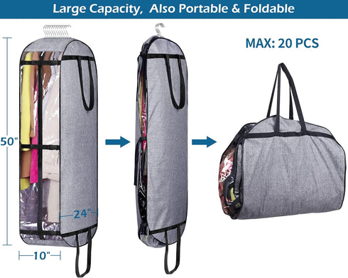 MISSLO Hanging Garment Bags for Travel Suit Bags for Closet Storage 50" Moving Bags for Clothes Dress Cover for Coat, Jacket, Shirt, Clothing...