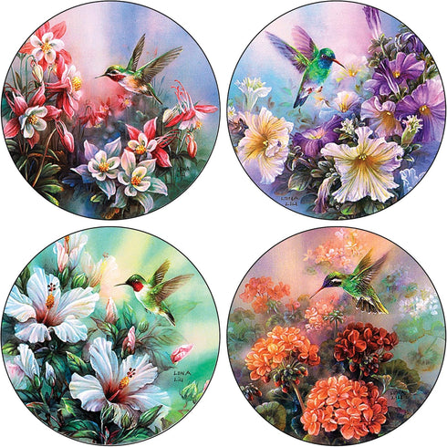 CoasterStone Absorbent Coasters, 4-1/4-Inch, Hummingbirds in Floral, Set of 4...