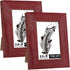 CORE ART 3.5x5 Picture Frame, Handmade Wood Rustic Red Photo Frame Set of 2, High Definition Semi-tempered Glass Wall or Tabletop Display...