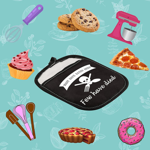 Funny Baking Oven Pads Pot Holder with Pocket for Baker Many Have Eaten Here Few Have Died (Few Have Died)...