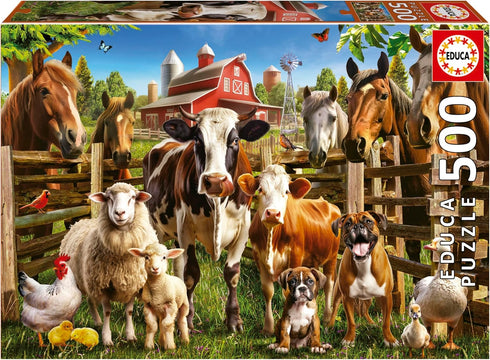 Educa - Farmyard Buddies - 500 Piece Jigsaw Puzzle - Puzzle Glue Included - Completed Image Measures 18.9" x 13.4" - Ages 14+ (19905)...