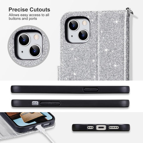 ULAK Compatible with iPhone 14 Plus Wallet Case with Card Holder, Flip iPhone 14 Plus Case for Women Girls PU Leather Kickstand Wrist Strap Shockp...