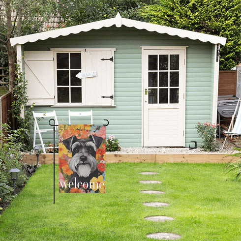 Miniature Schnauzer Spring Garden Flag,Art Nouveau Dog Yard Flag,Retro Floral House Flag,Welcome Spring Garden Decor,Dog Lover Housewarming Gift 1...