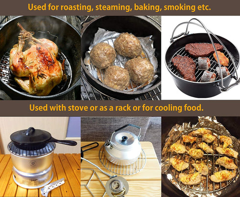 CAMPINGMOON Round Cooling Rack Roasting Rack for Baking Stainless Steel W24 Diameter ?9.5inch/?24cm...