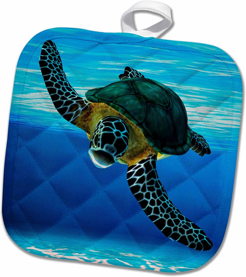 3D Rose Sea Turtle Diving Pot Holder, 8 x 8...