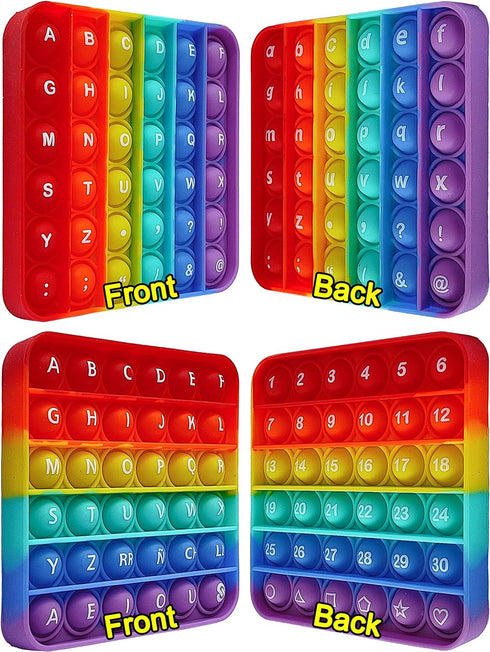 Alphabet Pop Fidget Toy Letters ABC Numbers Learning and Educational Toys Square Sensory Toys Popper Games Gifts for Kids ADHD Autism 2 Packs Doub...