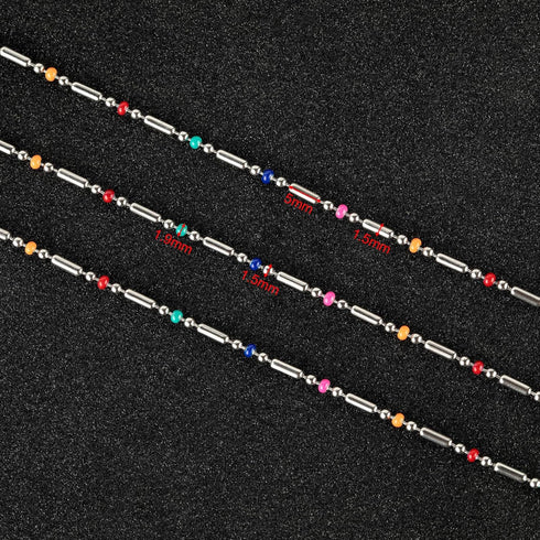 UMAOKANG 13 Feet Stainless Steel Chain for Jewelry Making Colorful Enamel Beaded Ball Chain Handmade Craft Chain Roll...
