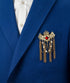 Knighthood Brooch Pin Maroon Crowned Stone with Hanging Chains and Pearl Brooch Suit Stud Lapel Pin...