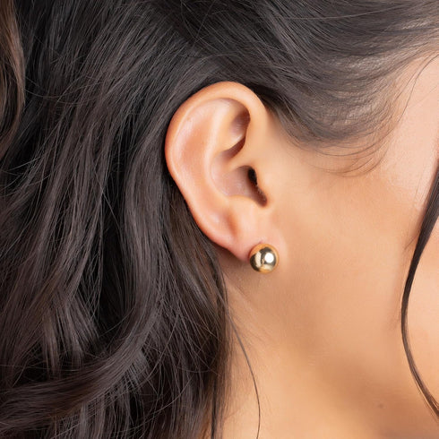 Barzel 18K Gold Plated Ball Stud Earrings Set, Sizes 3-10MM, 5 Pack, High Polish Finish Ball Suds...