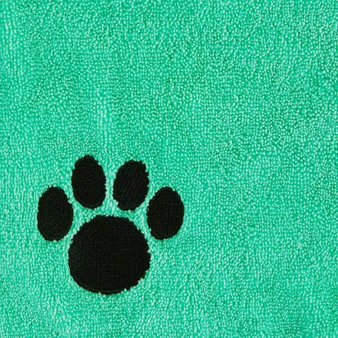 Bone Dry Pet Robe Collection Embroidered Absorbent Microfiber Bath Robe with Adjustable Closure, for Dogs & Cats, Large, Aqua...