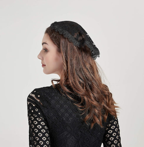 FANFAN Headcovering Lace Church Veil Headpiece Vintage-Inspired Chapel Cap Veil Y034...